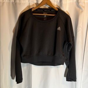 adidas Gray Cropped Quilted Crewneck Sweatshirt